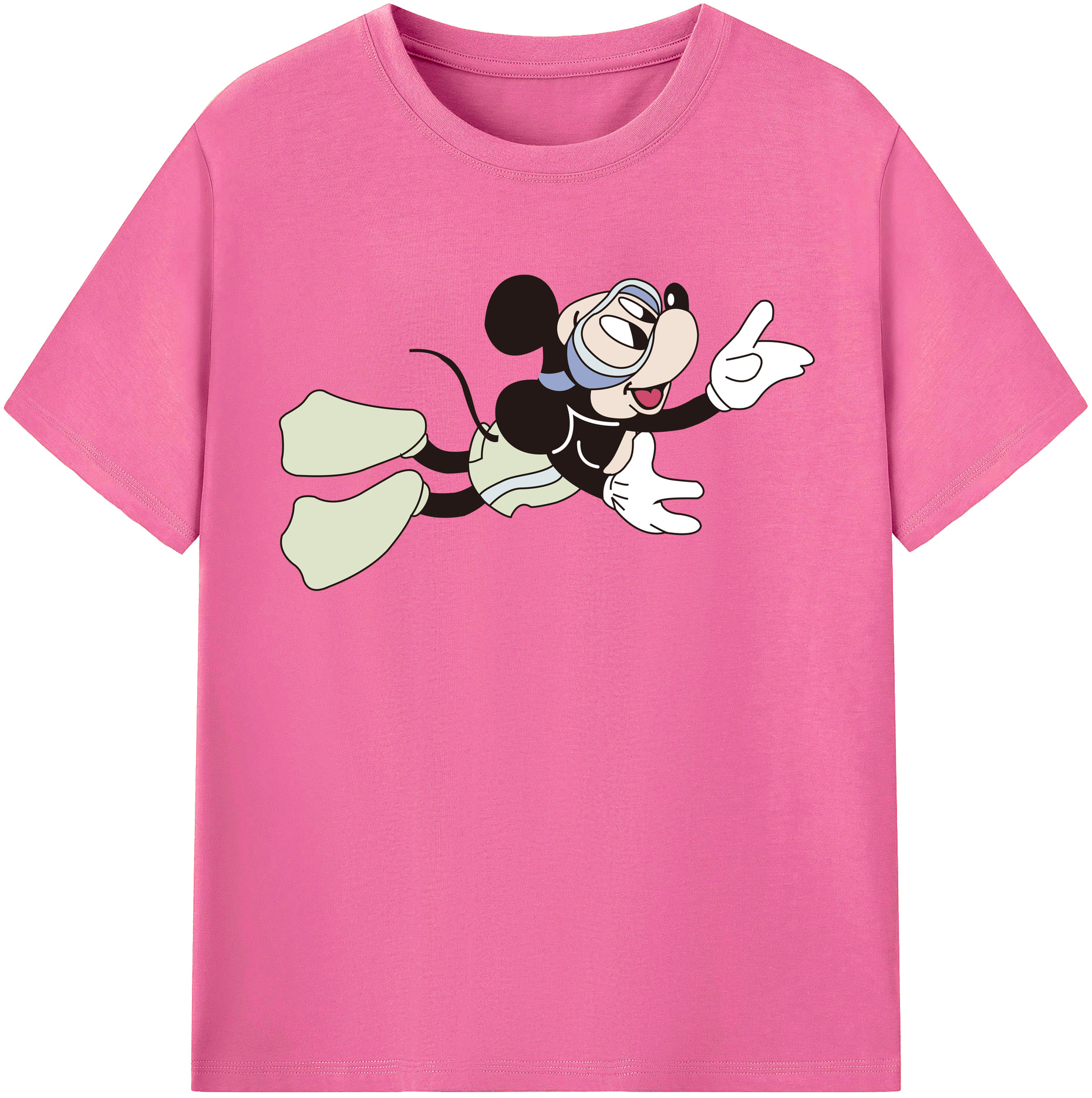 （画像用） ミッキーマウス Mickey Mouse レディースカジュアルプリントTシャツ（綿100％）